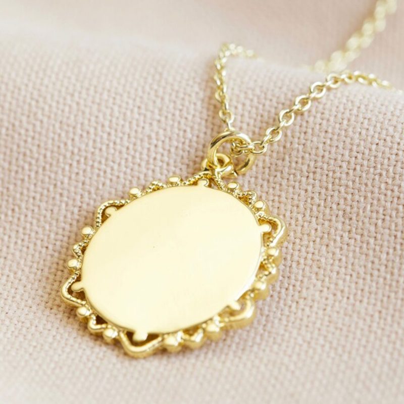 Lisa Angel Gold Plated Filigree Disc Pendant Necklace - Silverado Jewellery
