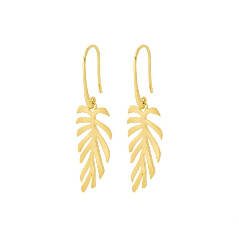 Gold Fern Leaf Earrings - PERNILLE CORYDON - SIGNS OF SUMMER COLLECTION - Silverado Jewellery