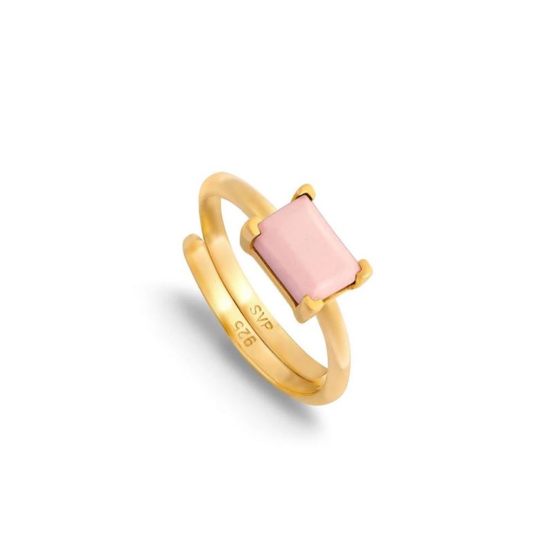 Gold pink opal adjustable ring - NEW SVP INDU RINGS - Silverado Jewellery