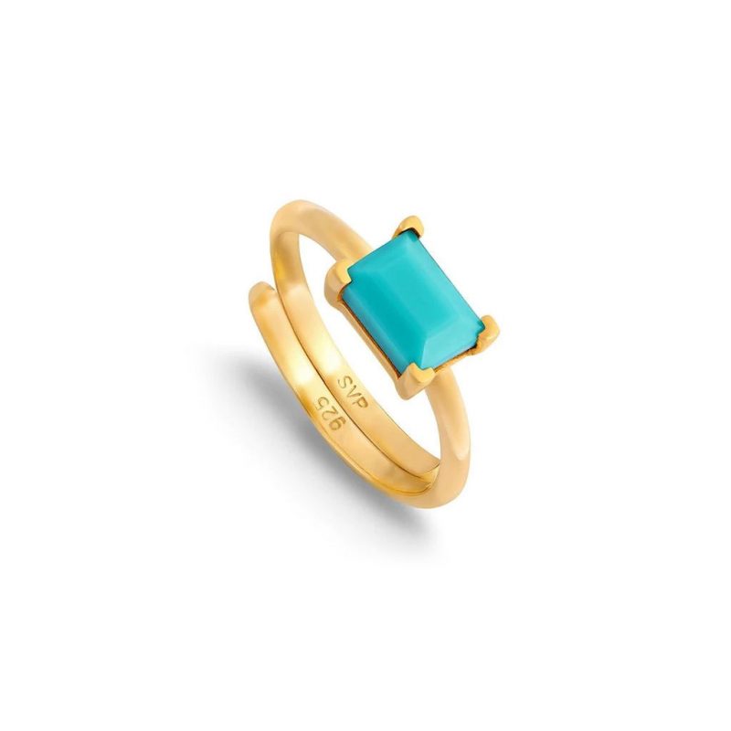 Gold plated turquoise ring - NEW SVP INDU RINGS - Silverado Jewellery 