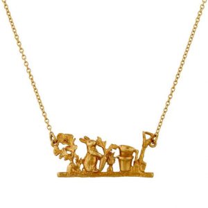 Gold Inline Allotment Necklace - Alex Monroe - Silverado Jewellery
