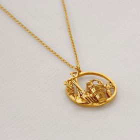 Gold Allotment Loop Necklace with Playful Mouse - Alex Monroe - Silverado Jewellery