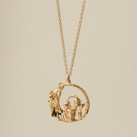 Gold Allotment Loop Necklace with Playful Mouse - Alex Monroe - Silverado Jewellery