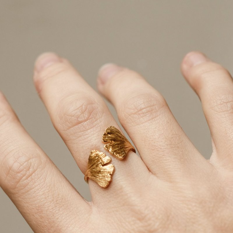 Gold Biloba Leaf Ring - Pernille Corydon - Silverado Jewellery