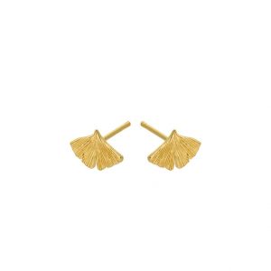 Biloba leaf gold stud earring - Pernille Corydon - Silverado Jewellery