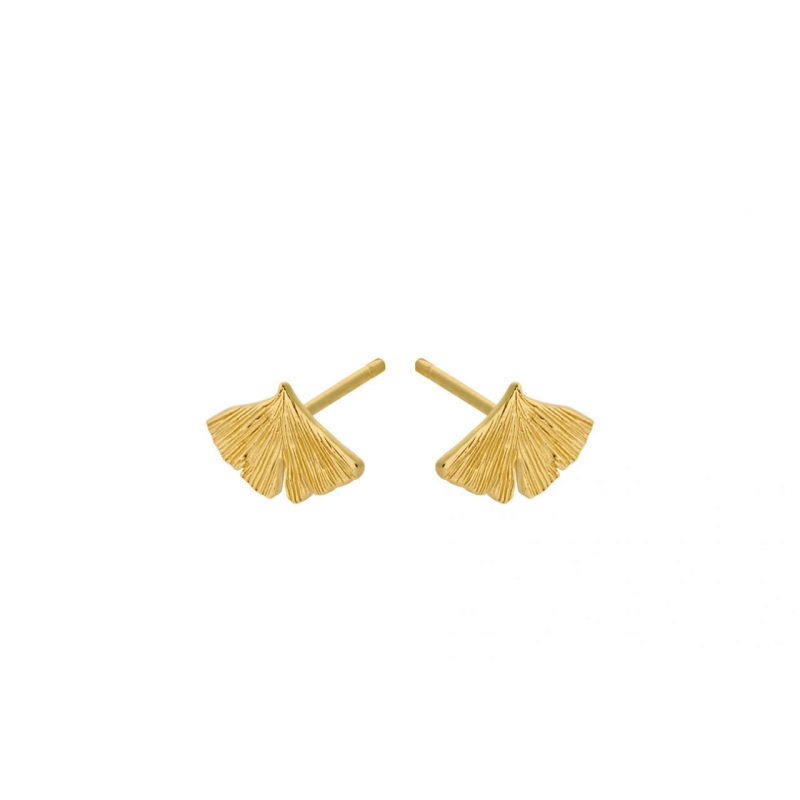Biloba leaf gold stud earring - Pernille Corydon - Silverado Jewellery