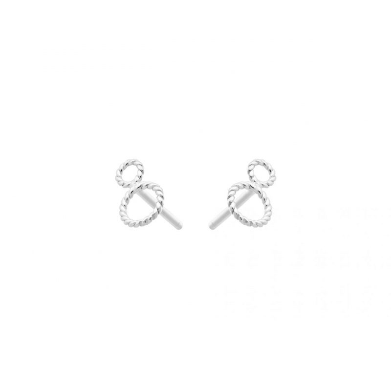 Silver Twisted Circle Stud Earrings - Pernille Corydon - Silverado Jewellery