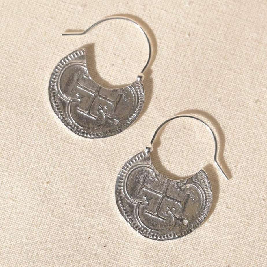 Silver coin 2025 hoop earrings