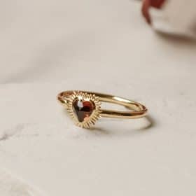 Electric Love Mini Garnet Heart Ring - Rachel Jackson - Silverado Jewellery