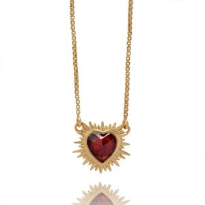 Gold and garnet heart Necklace - Rachel Jackson - Silverado Jewellery