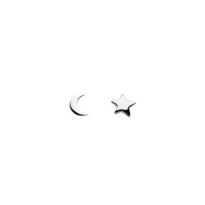 Silver mismatched moon and star earrings - Silverado Jewellery