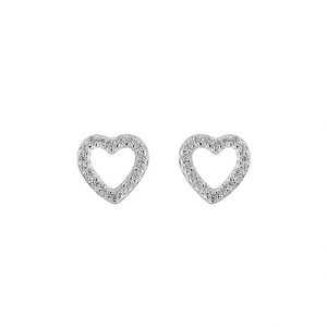 Silver sparkling open heart earrings - Silverado Jewellery