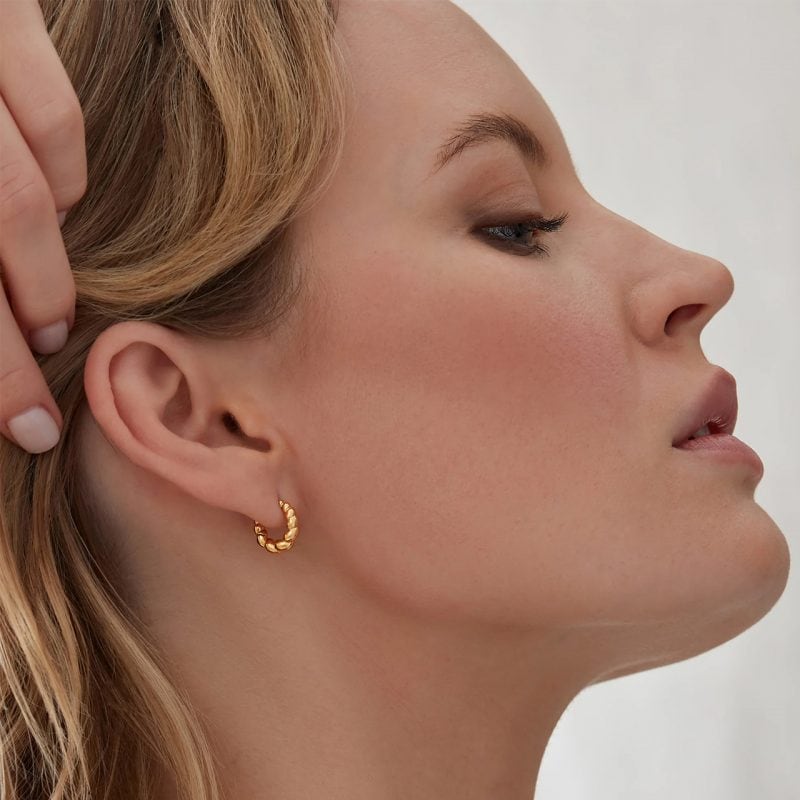 Chubby Twisted Gold Hoop Earring - Rachel Jackson - Silverado Jewellery