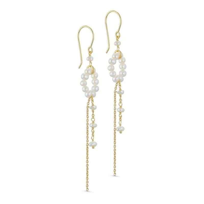 Gold Pearl Chain Earrings - Pure by Nat - Silverado Jewellery