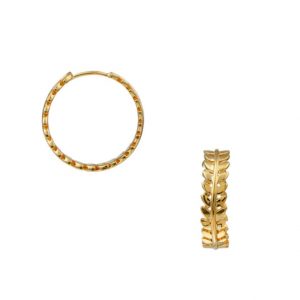 Gold metal leaf hoop earring - Orelia - Silverado Jewellery