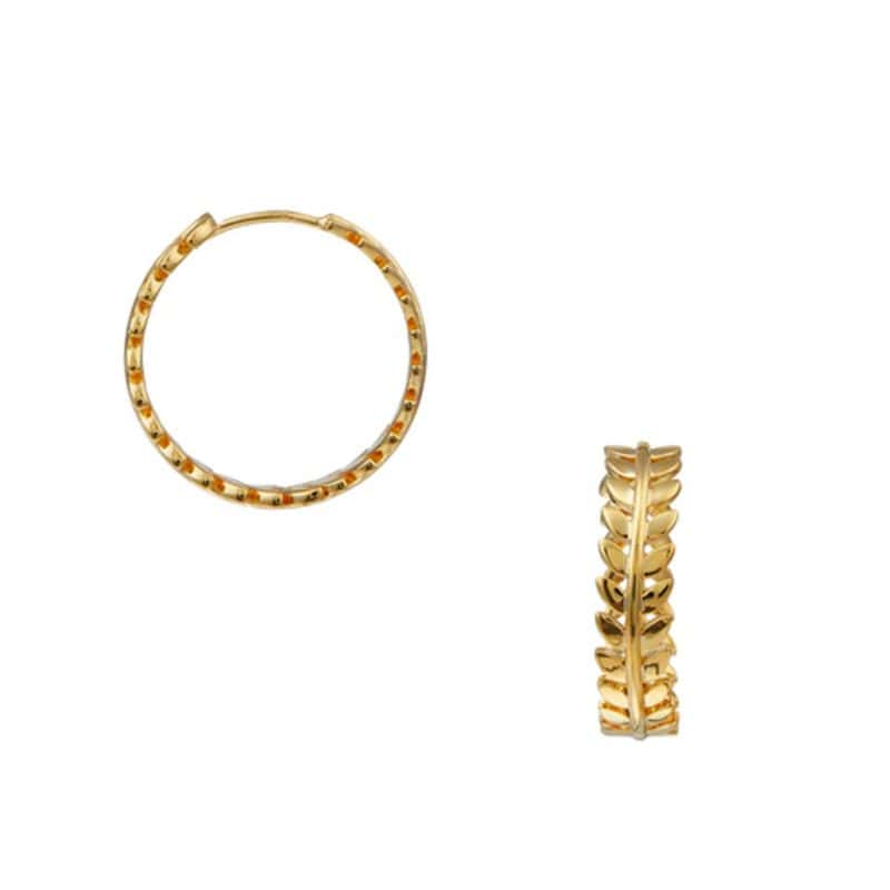 Gold metal leaf hoop earring - Orelia - Silverado Jewellery