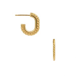 Flat oval rope edge hoop earrings - orelia - silverado jewellery