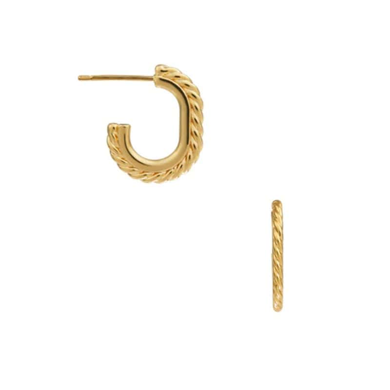 Flat oval rope edge hoop earrings - orelia - silverado jewellery