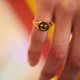 Happy Face Pinky Signet Ring - Rachel Jackson - Silverado Jewellery