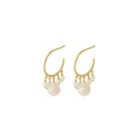 gold bay pearl hoop earrings - Silverado Jewellery
