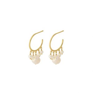 gold bay pearl hoop earrings - Silverado Jewellery