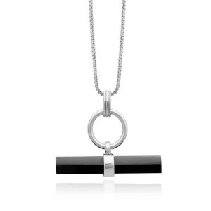 Silver Onyx T-bar Necklace - Rachel Jackson - Silverado Jewellery
