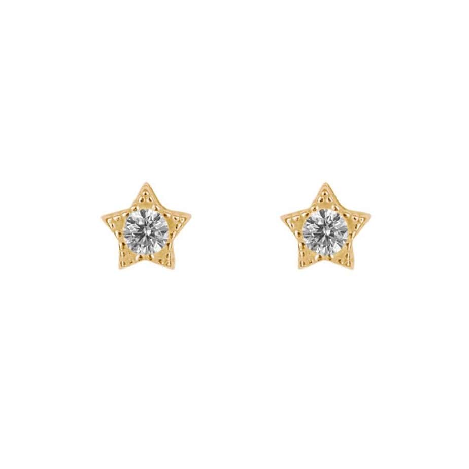 Gold Plated Sparkle Star Stud Earrings - Silverado Jewellery