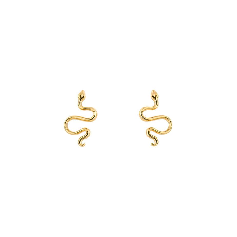 Gold Plated Snake Stud Earrings - Silverado