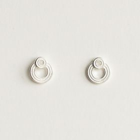 Silver Ridged Double Circle Earrings - Silverado Classics