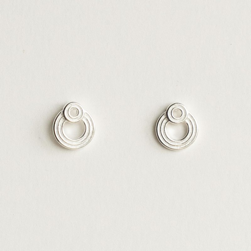 Silver Ridged Double Circle Earrings - Silverado Classics