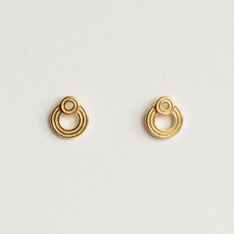 Gold Ridged Double Circle Earrings - Silverado Classics