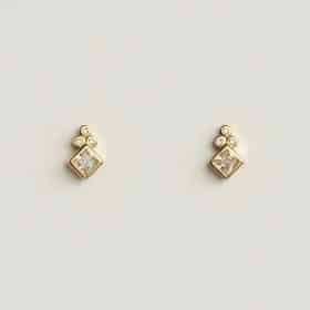 Gold Plated Sparkle Diamond Shape Stud Earrings - Silverado Jewellery