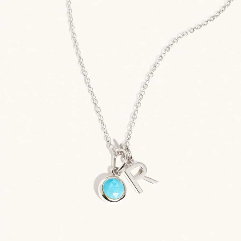 Turquoise on sale initial necklace