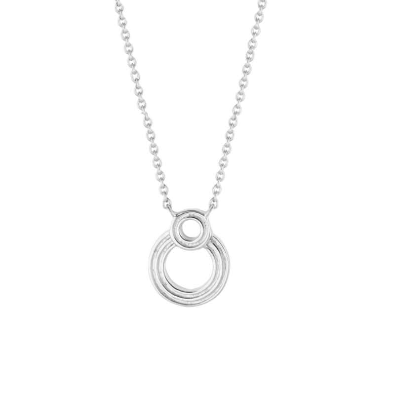 Silver Ridged Double Circle Necklace - Silverado Classics