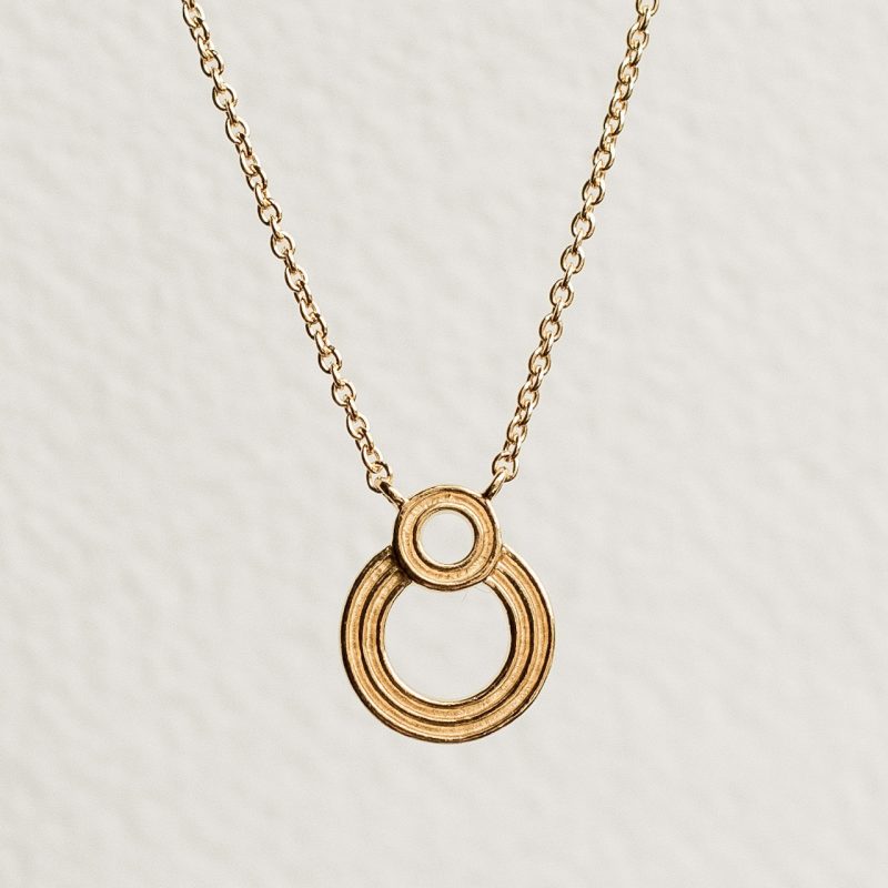 Gold Ridged Double Circle Necklace - Silverado Classics