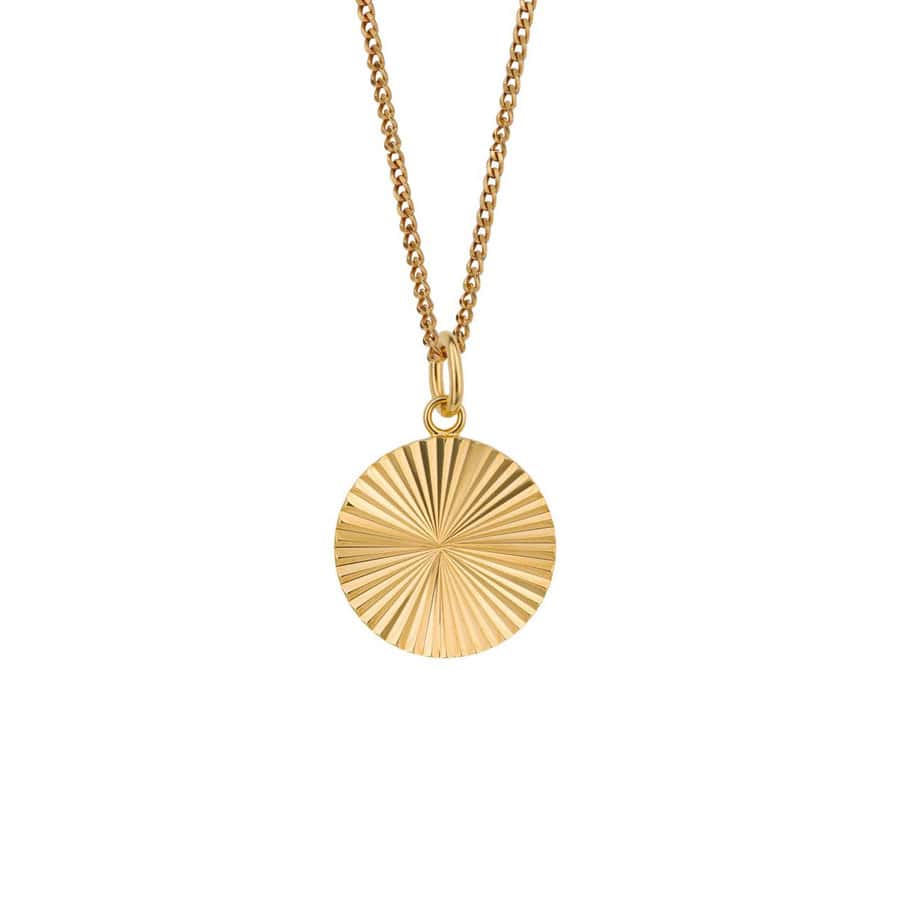 Gold Plated Diamond Cut Textured Disc Pendant - Silverado