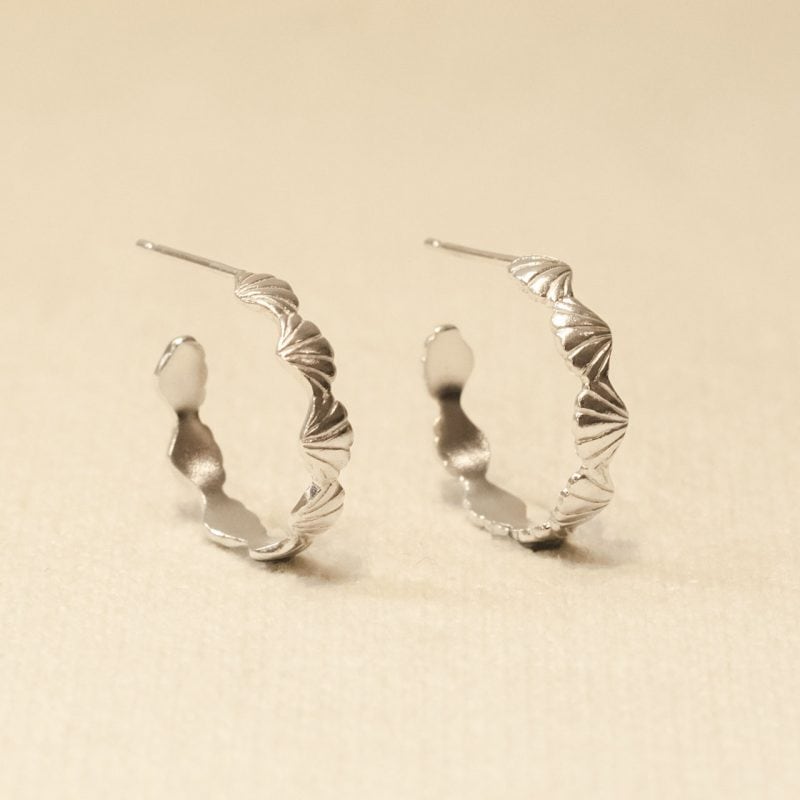 Silver Tiny Shell Light Hoop Earring - Rosie Kent - Silverado Jewellery