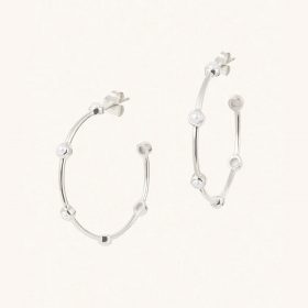 Large silver hoops with pearls - Luceir - Silverado Jewellery