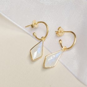 Gold Vermeil Moonstone Kite Hoop Earrings - Luceir - Silverado Jewellery
