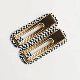 Black and White Checkered Hair Clip Duo - Nat + Noor - Silverado Jewellery