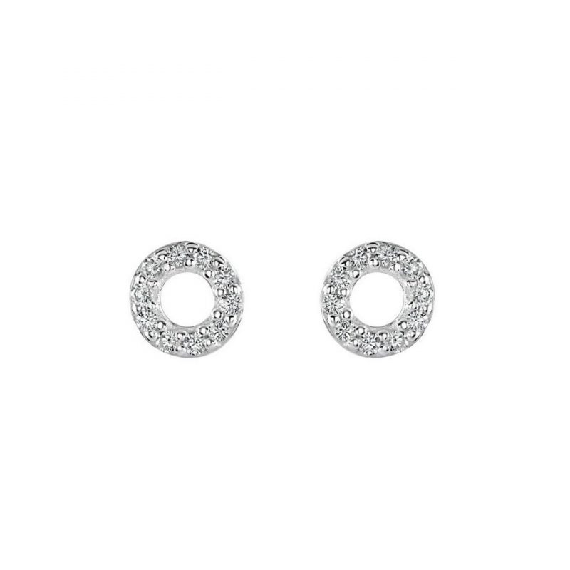 Silver Open Sparkle Stud Earrings - Silverado Jewellery