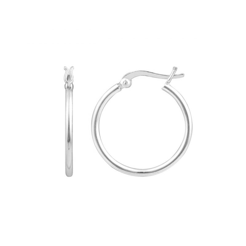 Simple Silver Plain 25mm Hoop Earring - Silverado Jewellery