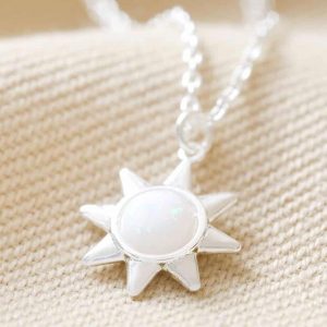 Opal Silver Sun Pendant Necklace - Silverado Jewellery