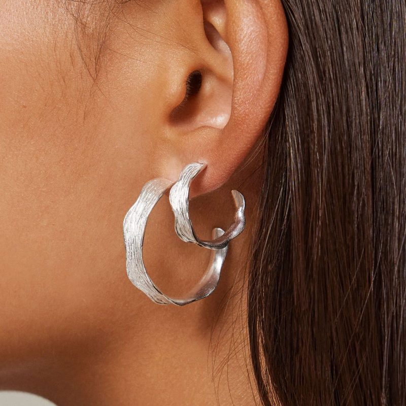 Large Ane Silver Hoop Earrings - Enamel Copenhagen - Silverado Jewellery