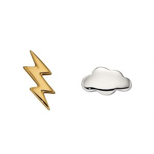 Cloud and lightning bolt mismatched stud earrings - Silverado classics collection