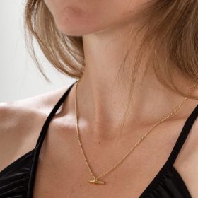 Gold Willow t-bar necklace - One & Eight - Silverado Jewellery
