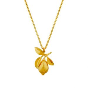 Large lemon & leaf pendant - Alex Monroe - Silverado Jewellery