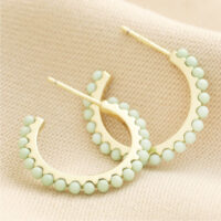Green Stone Hoop Earrings - Lisa Angel - Silverado jewellery
