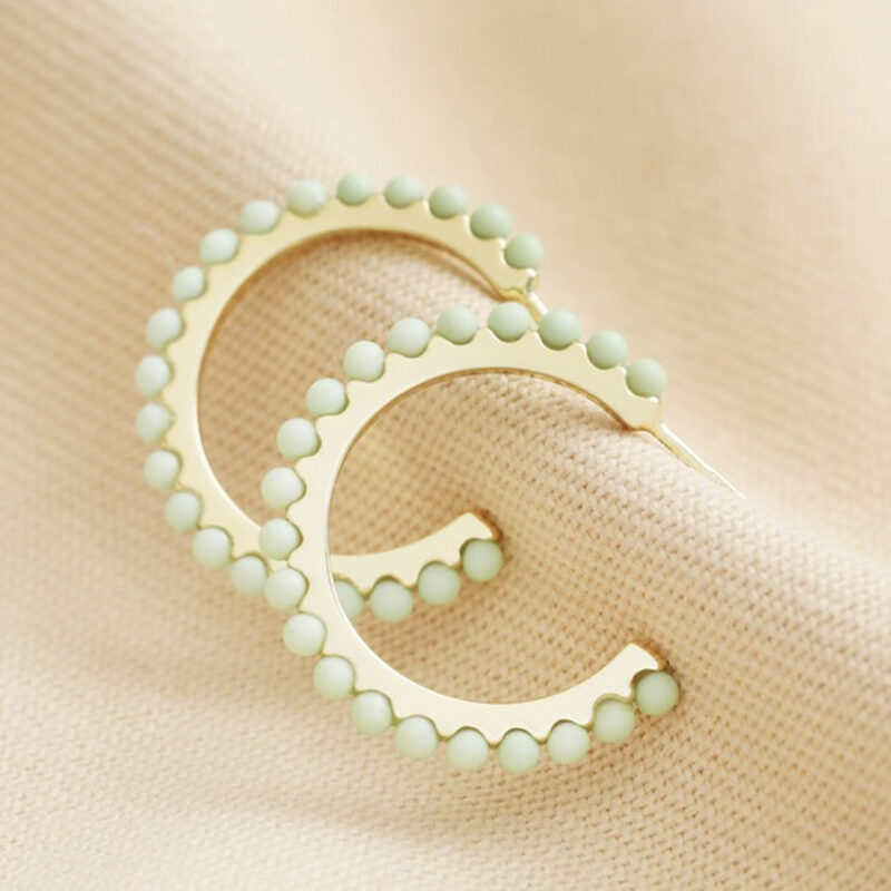 Green Stone Hoop Earrings - Lisa Angel - Silverado jewellery