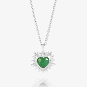 Silver and electric green heart necklace - Silverado Jewellery